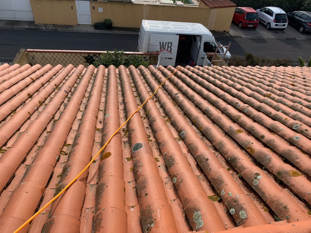 Nettoyage de toiture bages traitement anti mousse WB toit concept