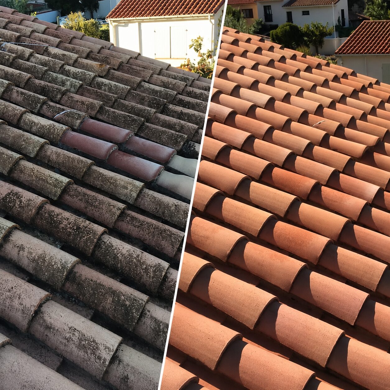 Nettoyage et démoussage de toiture en tuiles — avant/après, WB Toit Concept (66)